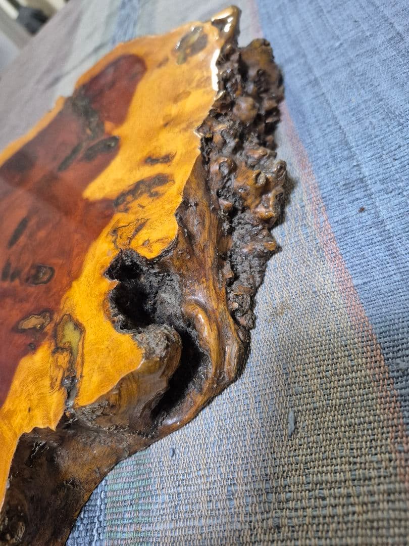 約2.1㎏ 花梨　瘤杢　天然木　花台　敷板　香台　盆栽台