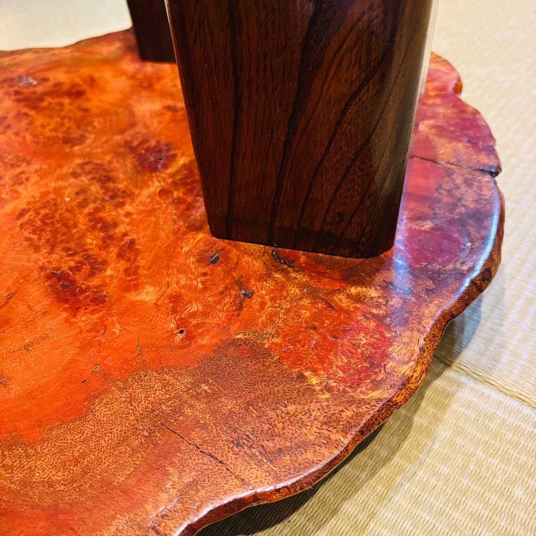 花梨 一枚板 天然木 花台 テーブル ローテーブル 瘤 座卓　飾り台