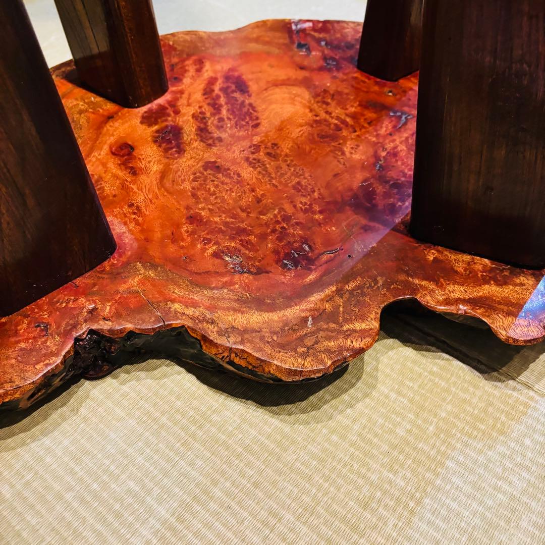 花梨 一枚板 天然木 花台 テーブル ローテーブル 瘤 座卓　飾り台