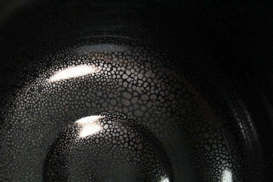 茶道具 油滴天目釉 筒 茶碗 共箱(K-A362)