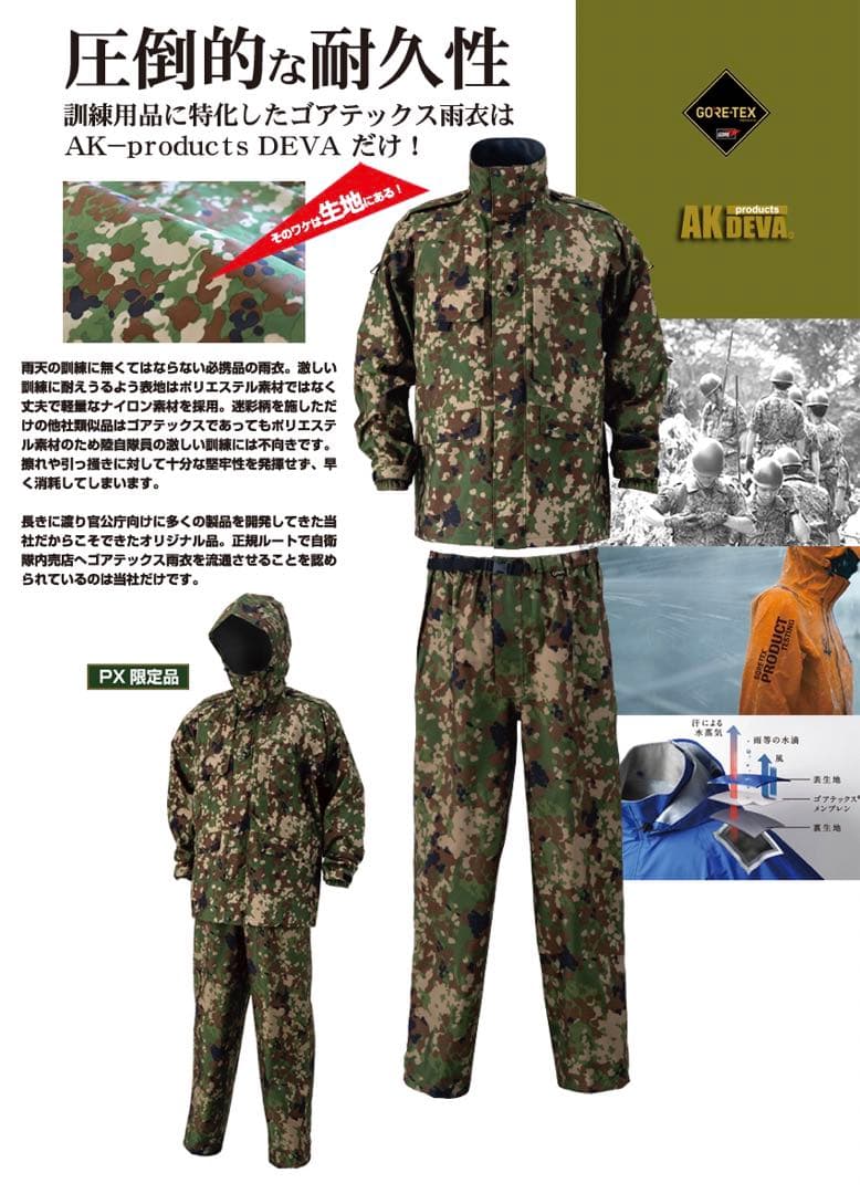 自衛隊　雨衣　ゴアテックス 赤城工業　実物