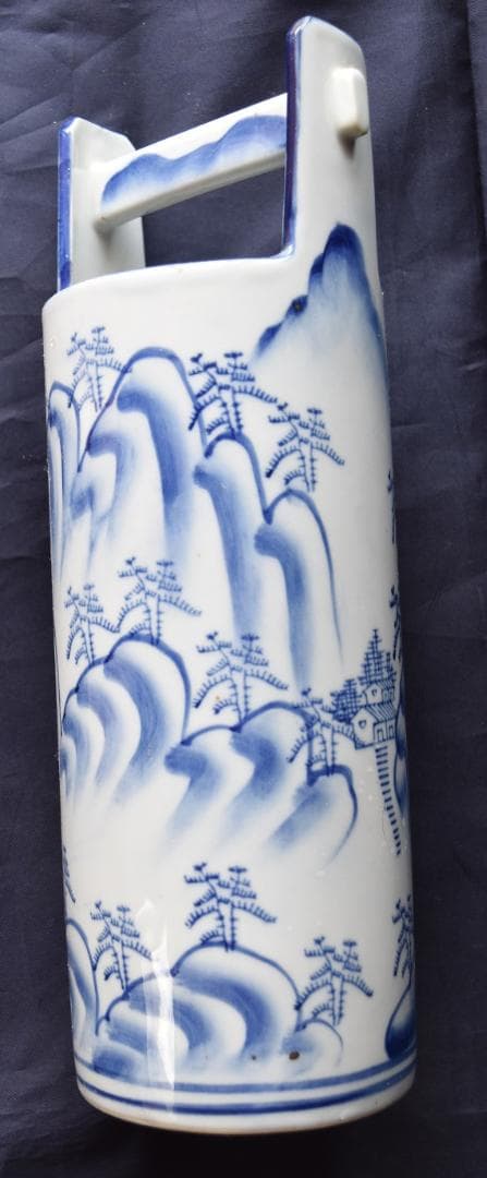 古美術・宝財、時代物、染色山水画、手瓶型花入れ、置物陶芸、手桶、花器