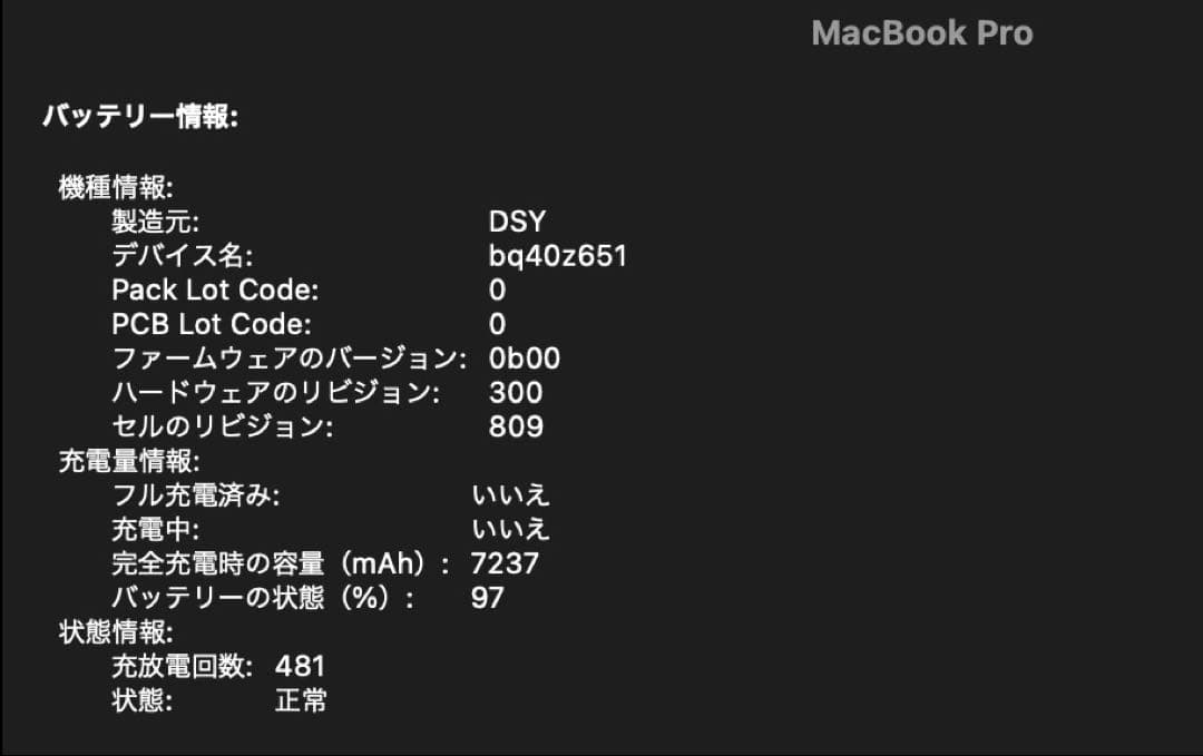 （美品）MacBookPro Core i9 SSD 1TB