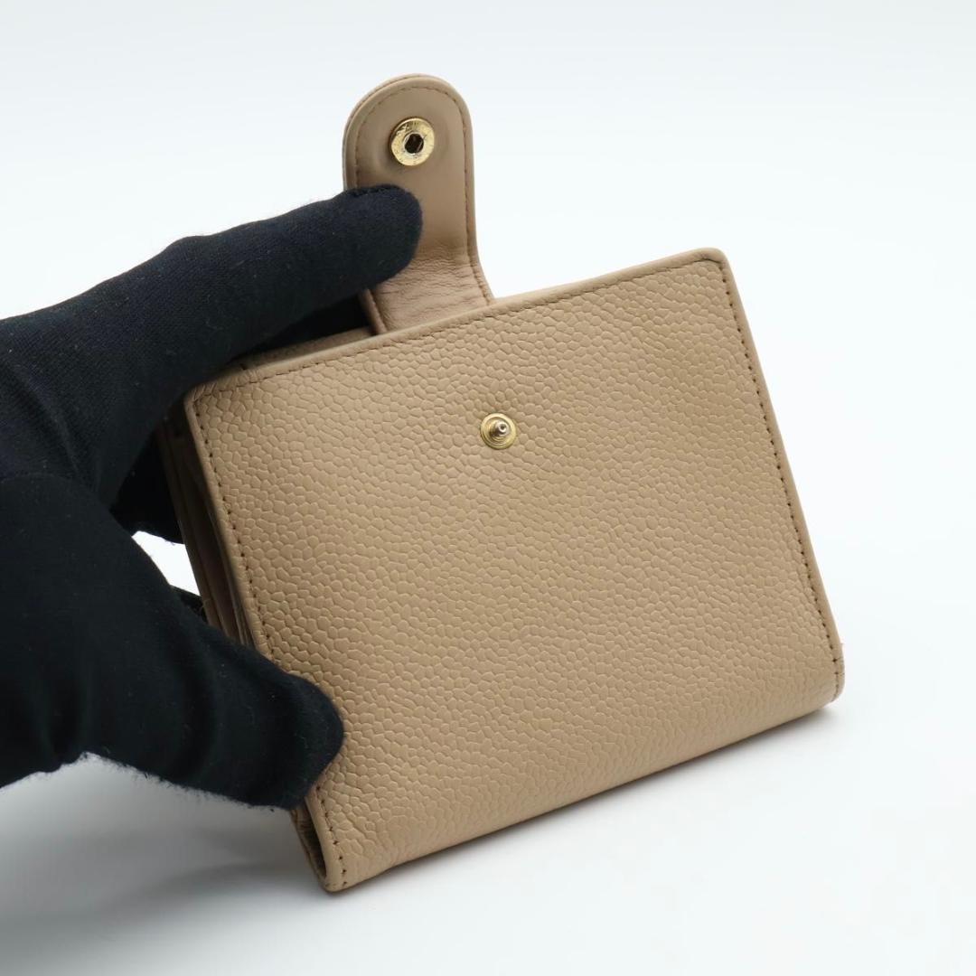 【極美品】CHANEL Wホック　二つ折り財布　ココマーク　キャビアスキン