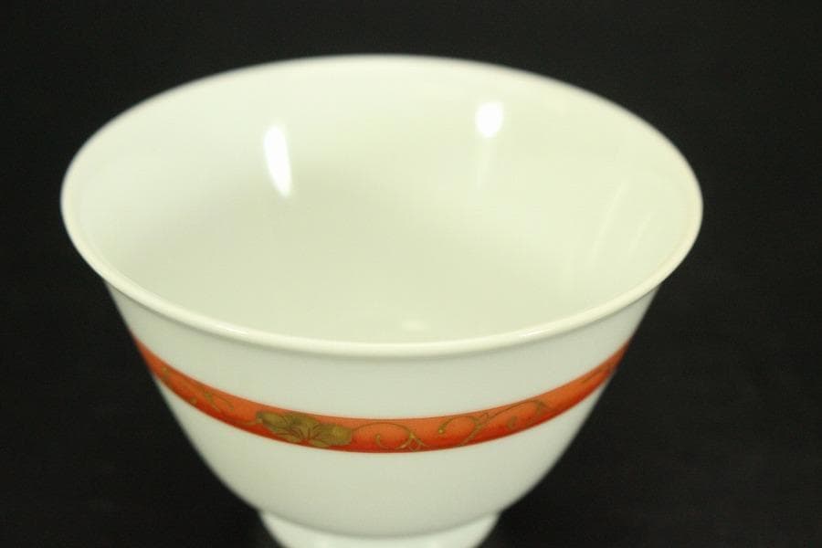 煎茶 赤金彩 蓋碗 和善作 六客 美品(LC807)