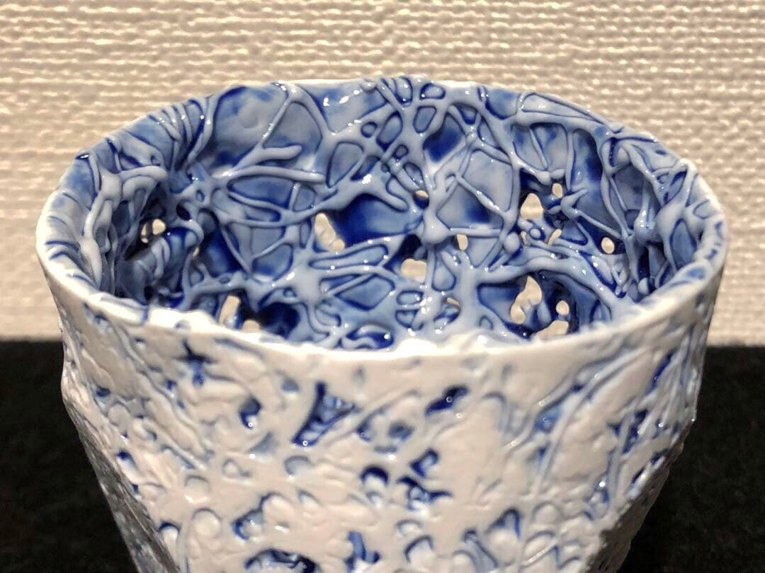 長江重和 釉彩 薄層のかたち 盃 ぐい呑み 陶器 置物 アート 作品 オブジェ