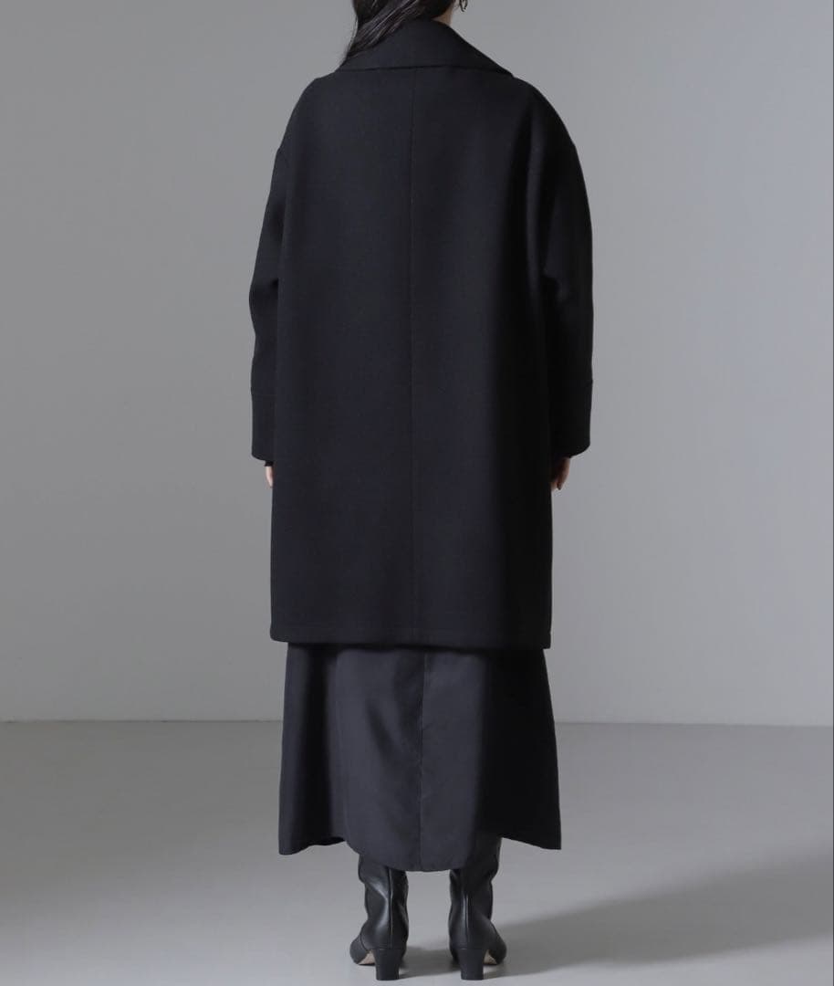 nano universe メルトンジャージーワイドチェスターコート美品