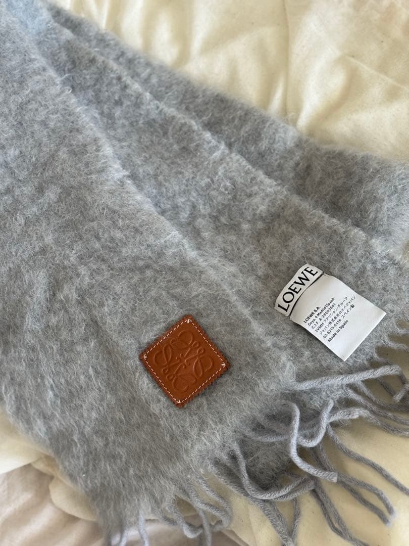 LOEWE グレー マフラー モヘア混紡