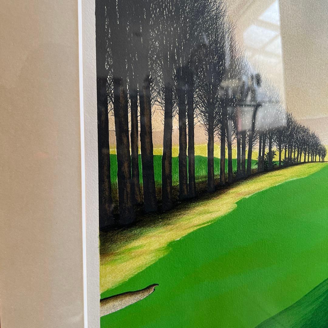 k347r120 フランス風景画・デペルト「ゴルフ場」リトグラフ サインあり