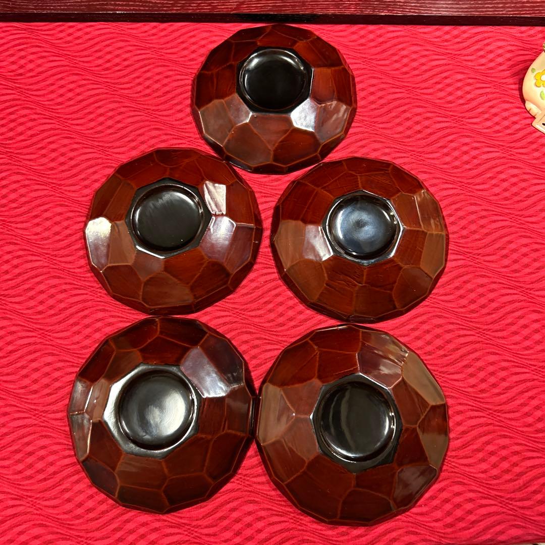 036 會津塗　塗師　渡部喜三郎 本漆 鉢&銘々皿　菓子皿 6点セット