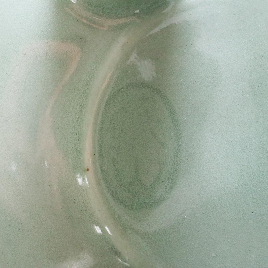 初代 諏訪蘇山 作 青磁 立耳 香炉 共箱 共布　鳳凰透火舎　帝室技芸員