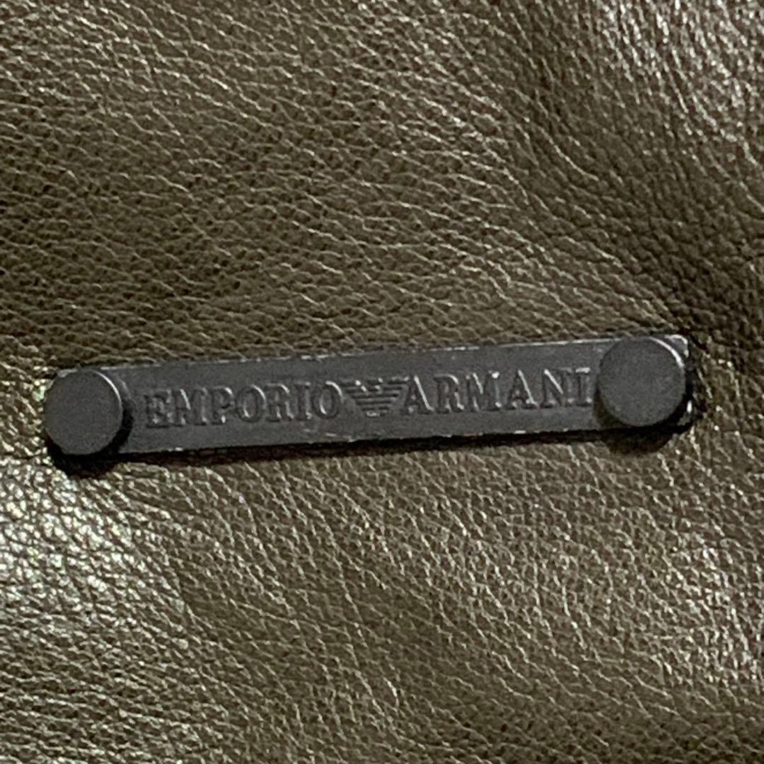 ARMANI エンポリオアルマーニ レザー ジャケット 羊革 ロゴプレート 50