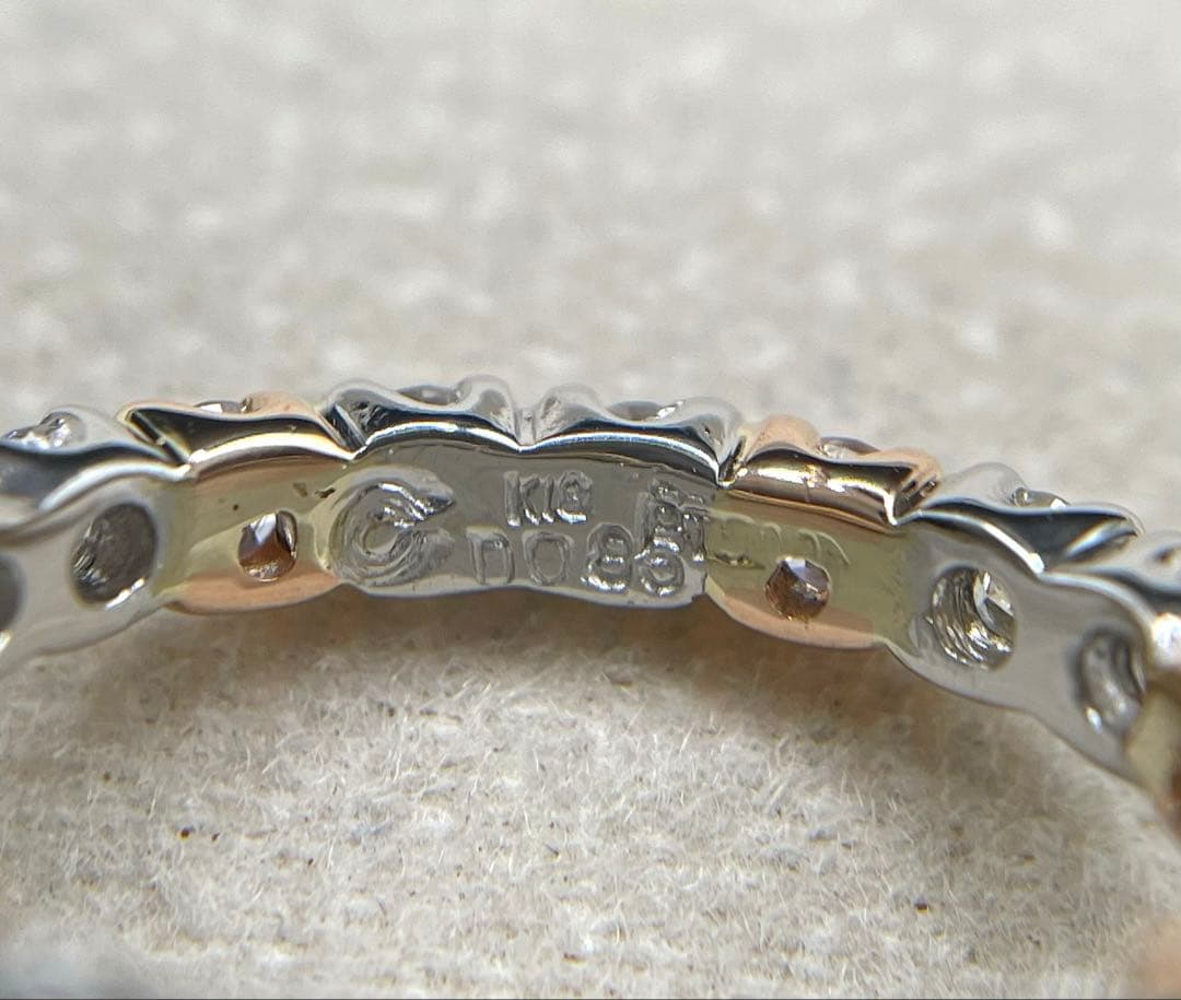 専用JL223★高級 カラーレス/ピンクダイヤ0.85ct コンビ リング 鑑付