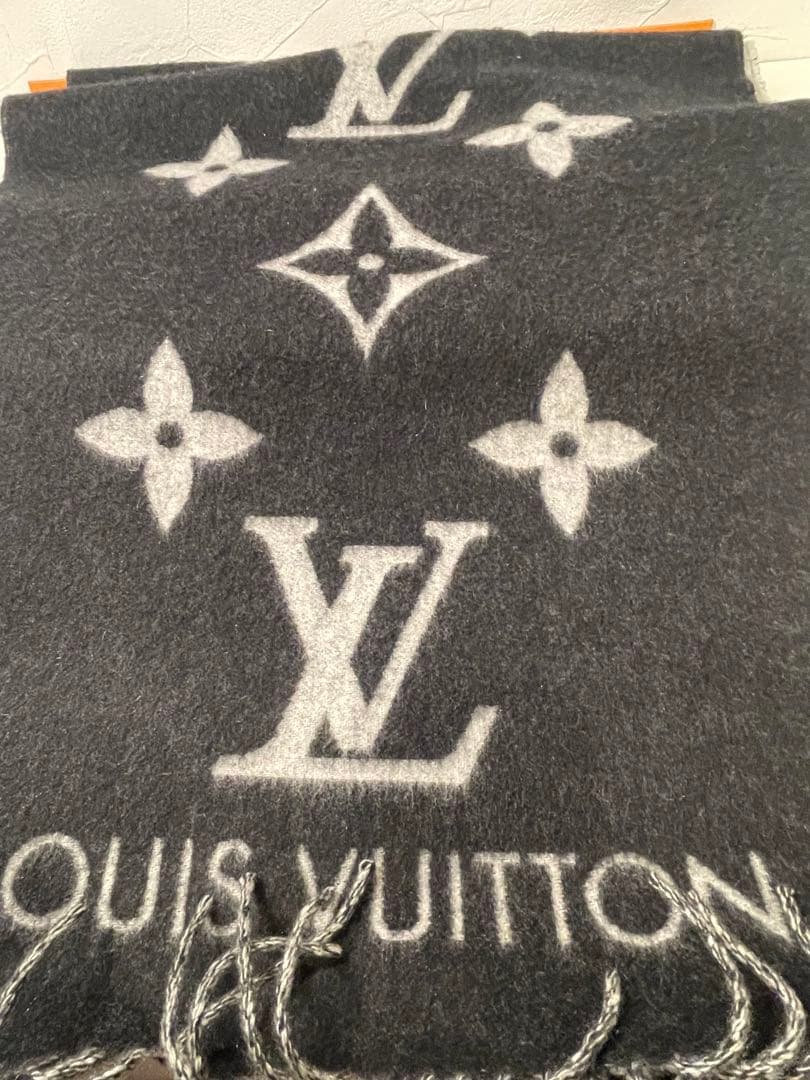 【新品未使用】LOUIS VUITTON マフラー ブラックグレー　カシミヤ