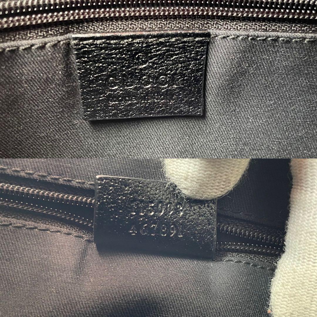 ✨極美品✨　GUCCI ショルダーバッグ　ggキャンバス　レザー　黒