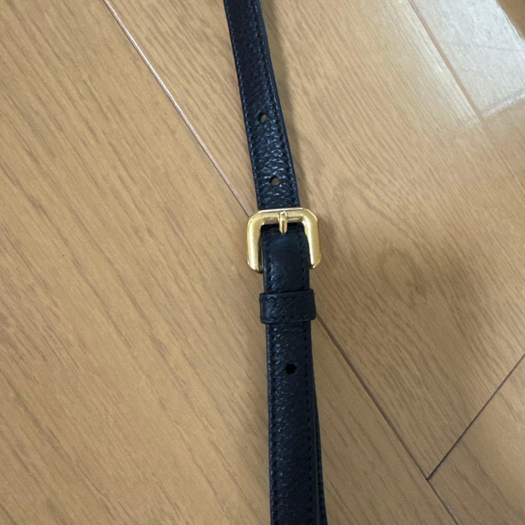 美品　PRADA 1BH046 レザージョルダーバックダブルポシェットブラック