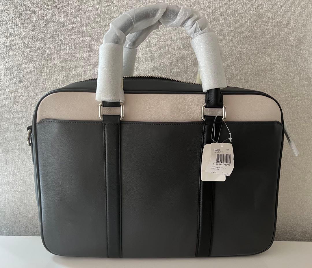 新品　COACH ビジネスバッグ グレー/ホワイト