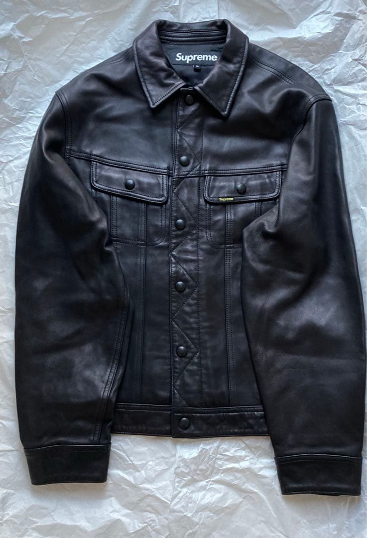 ジャケット・アウター supreme 18AW LEATHER TRUCKER JACKET