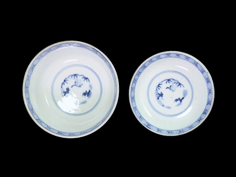 古伊万里　金襴手　枝垂れ桜に花の図　蓋茶碗　２客　C739AS-fbth