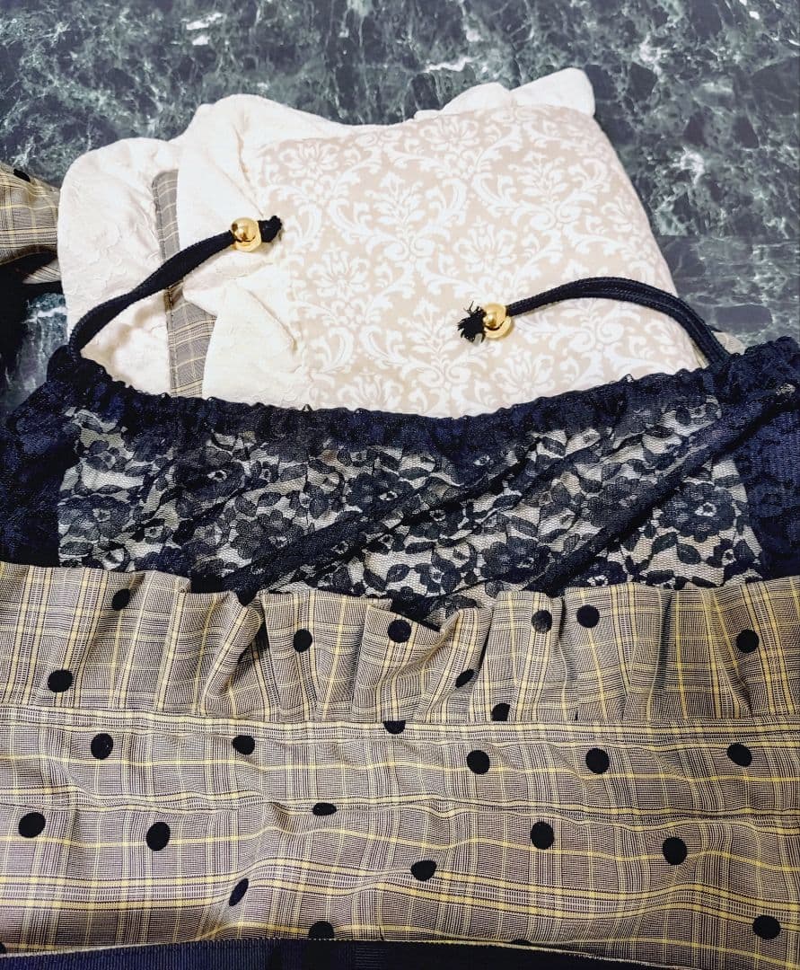 グレンチェックドットスリングM＋お揃いカフェマットの2点セット ボンボンコピーヌ