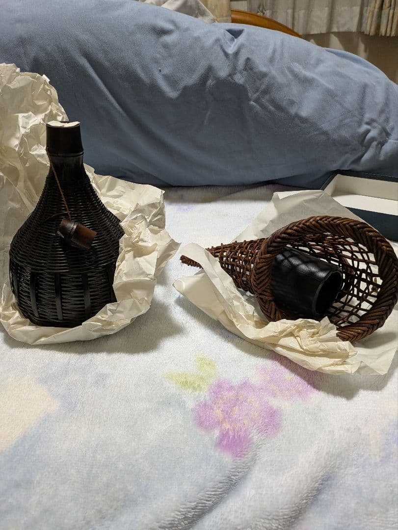 茶道具　花入　虫籠染　あけびツララ　竹細工