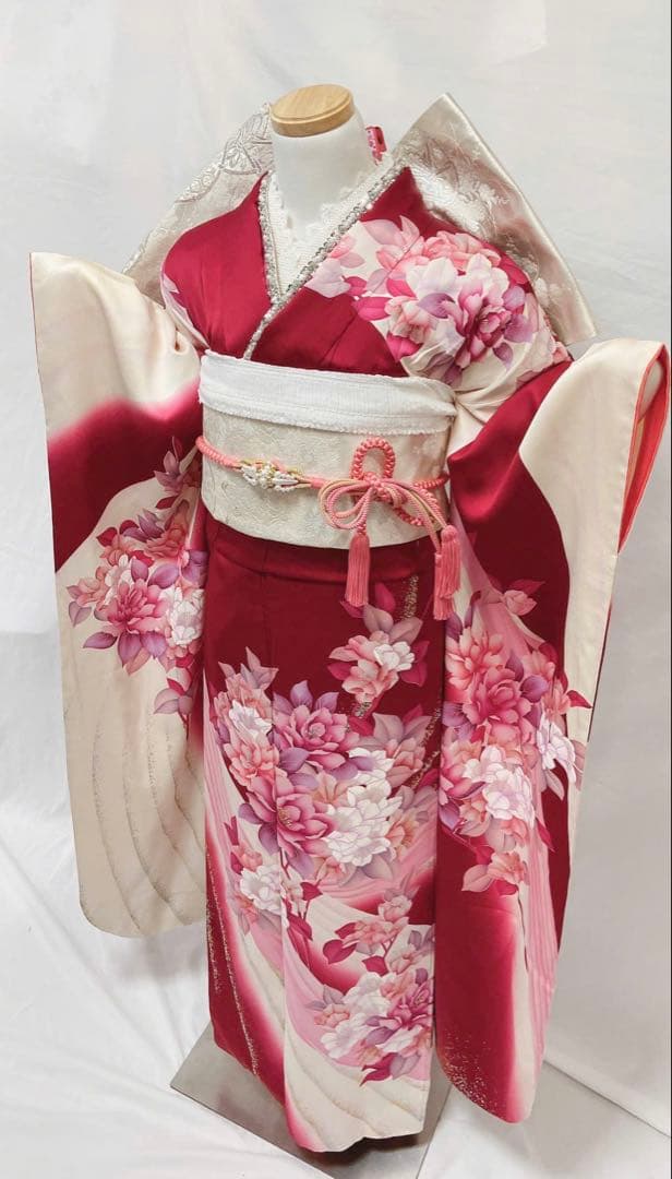 花柄振袖　振袖 正絹　振袖フルセット　成人式　　振袖7点セット