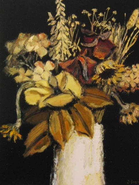 杉村惇、【枯れた花】、希少な額装用画集より、新品額装付