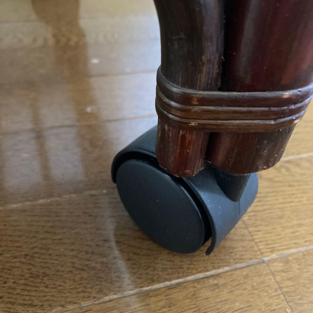 【只今お値引き中・希少品】天然木ラタン籐ワゴン】引き出し2個付き