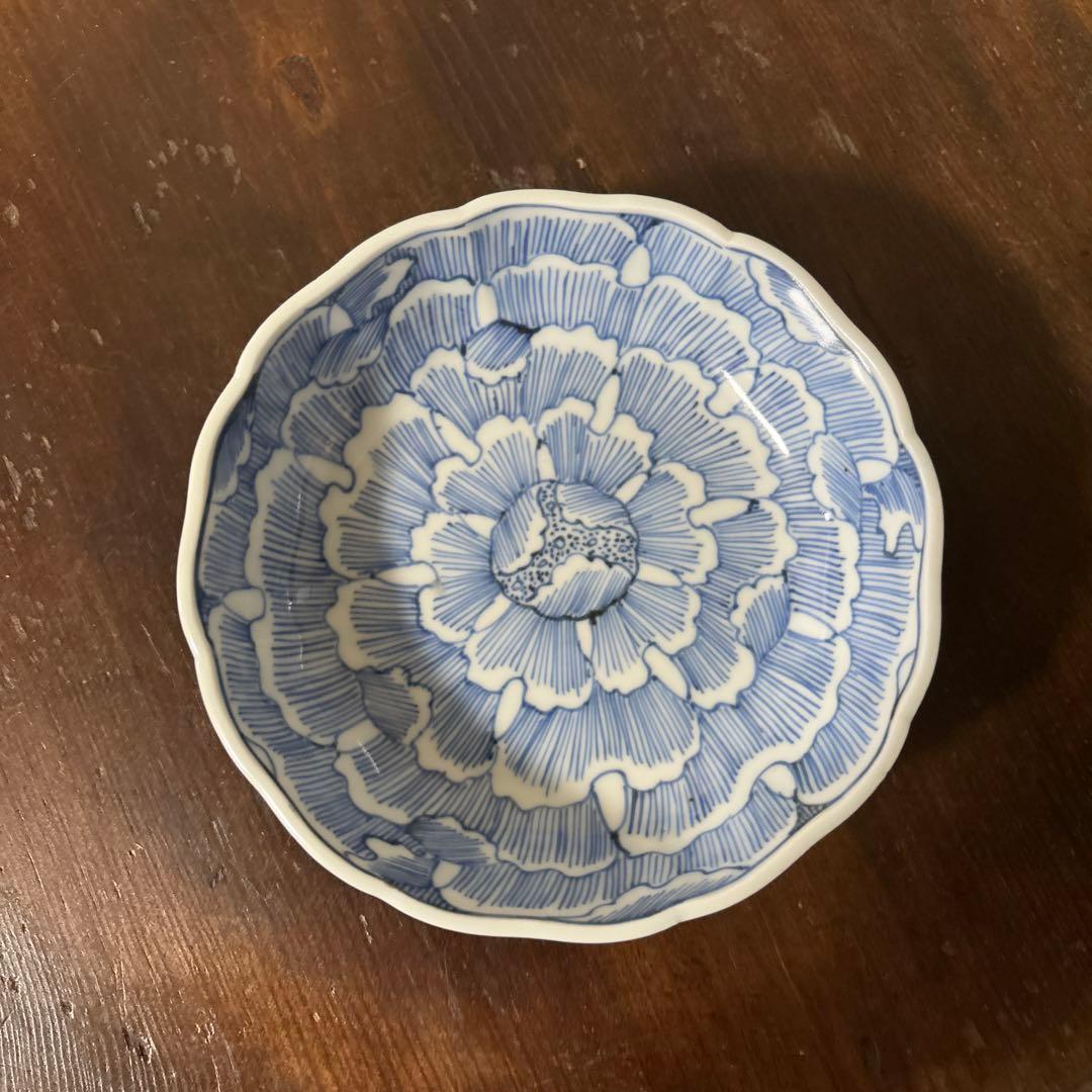 古伊万里　染付なます皿　5枚　膾皿　唐草　アンティーク　古道具　白洲正子　李朝