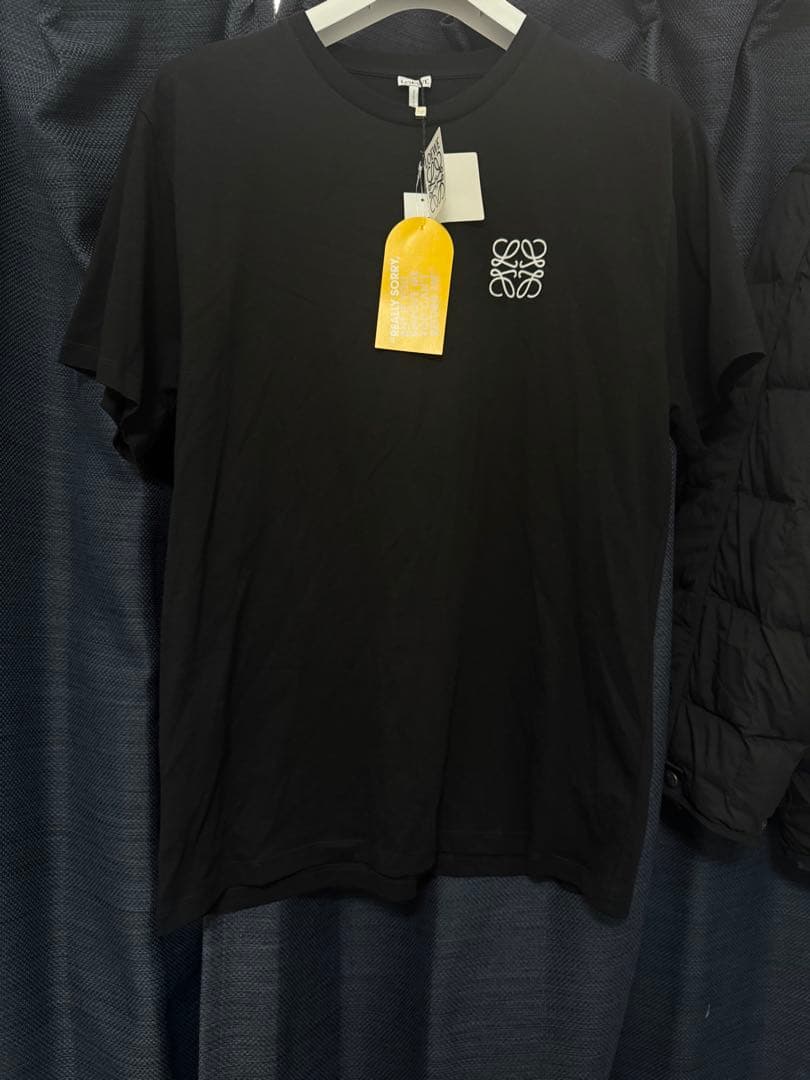 #新品# LOEWE 黒 Tシャツ ロゴ刺繍 Lサイズ