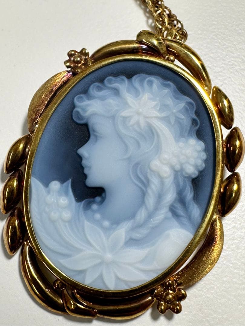 F.W. カメオ天然石 k18ペンダント&ブローチ　総重量8g