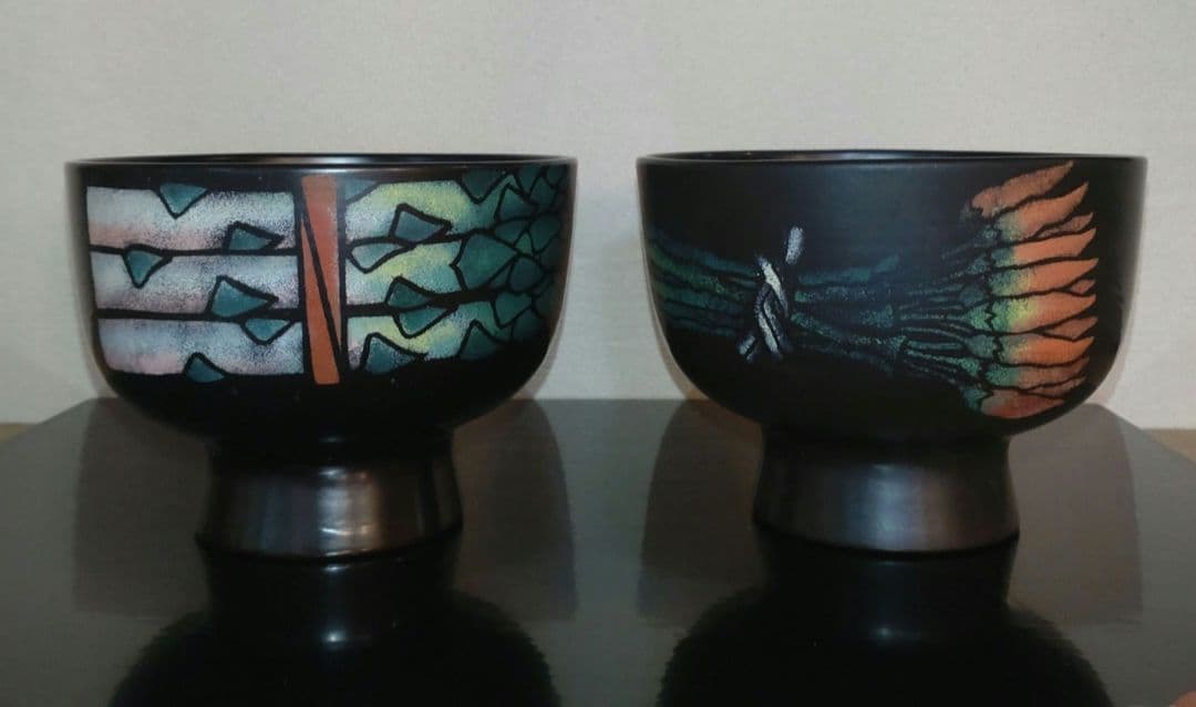 漆器 漆芸作家山本進也作品 野菜蒔絵の合鹿 そば・雑煮碗（ 唐辛子 ）