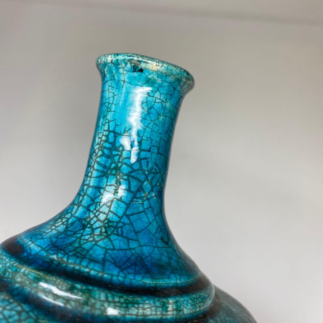 江戸時代　古清水色染付花瓶　木箱付　高さ18.5㎝　東Y7-0121①