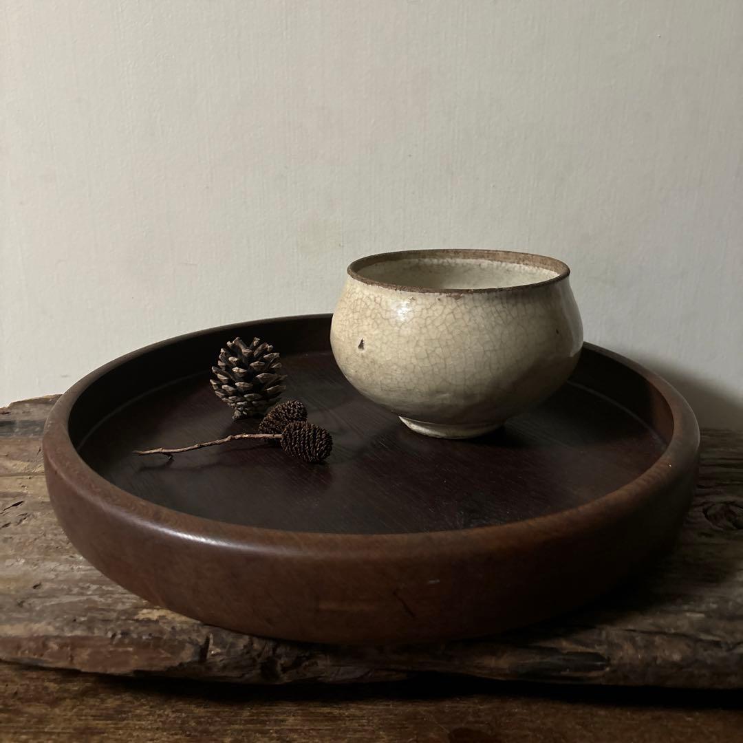 古い丸壷　白釉　塩笥壺　韓国骨董.アンティーク.古民芸.検:立原正秋.白磁.李朝