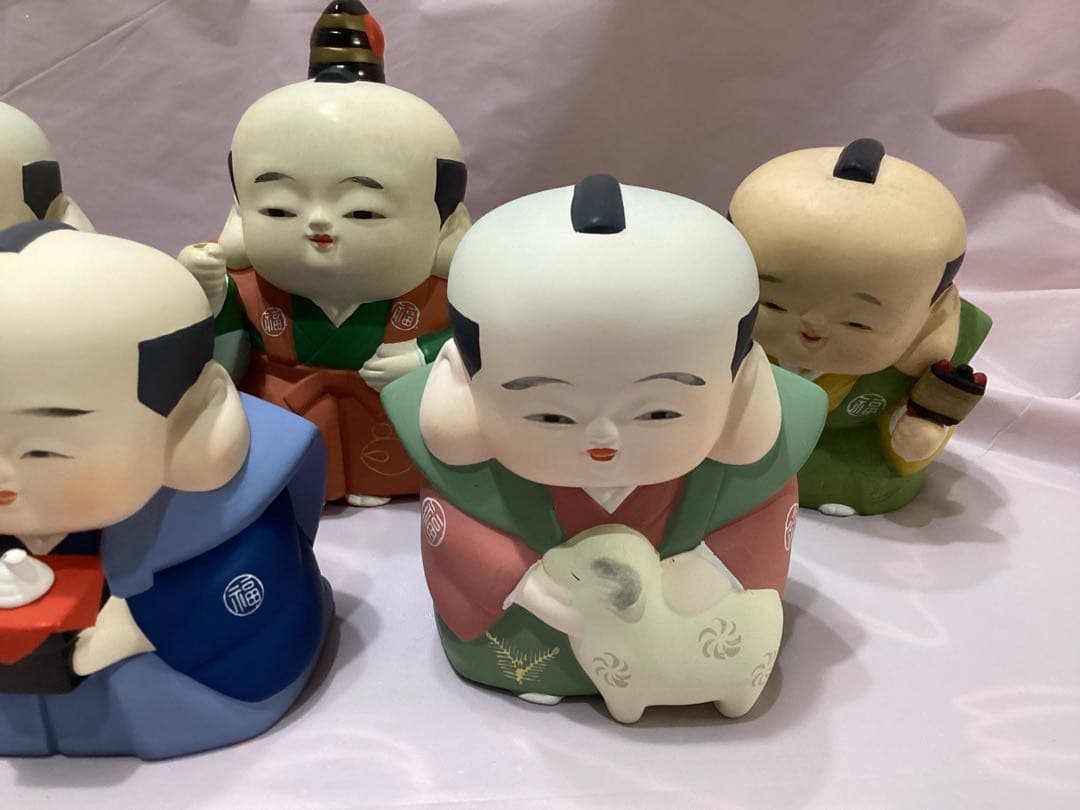 福助人形　ノベルティ　非売品　縁起物　干支　伝統工芸品　陶器製日本人形 7体