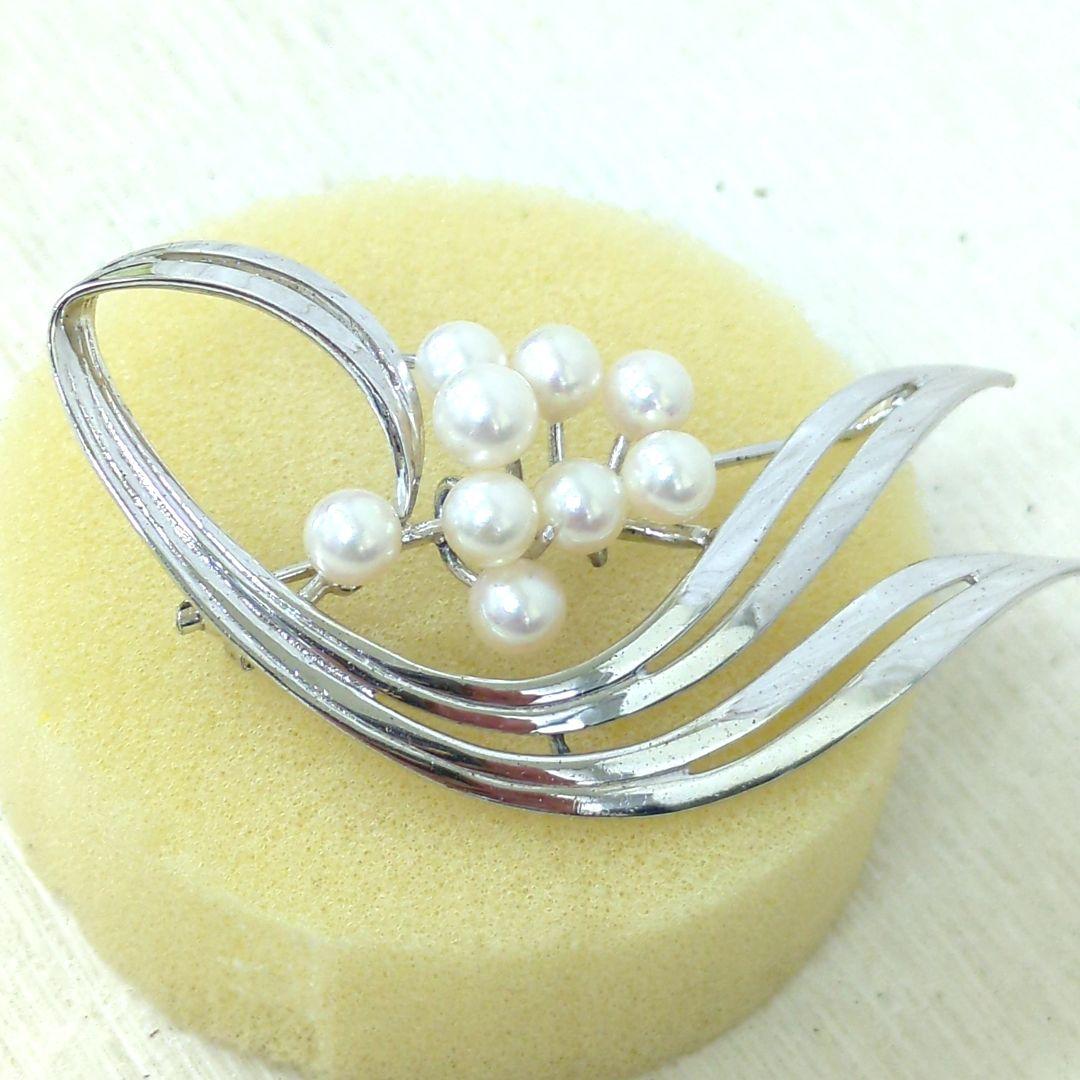 MIKIMOTO ミキモト パール 9粒 シルバー ブローチ