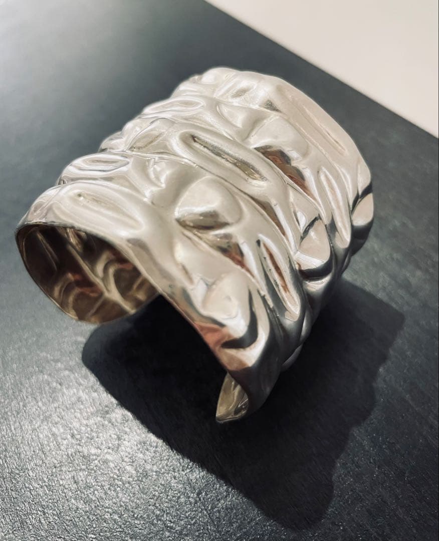 【本日限定価格】ヴィンテージ シルバーバングル　メキシコシルバー　カフバングル