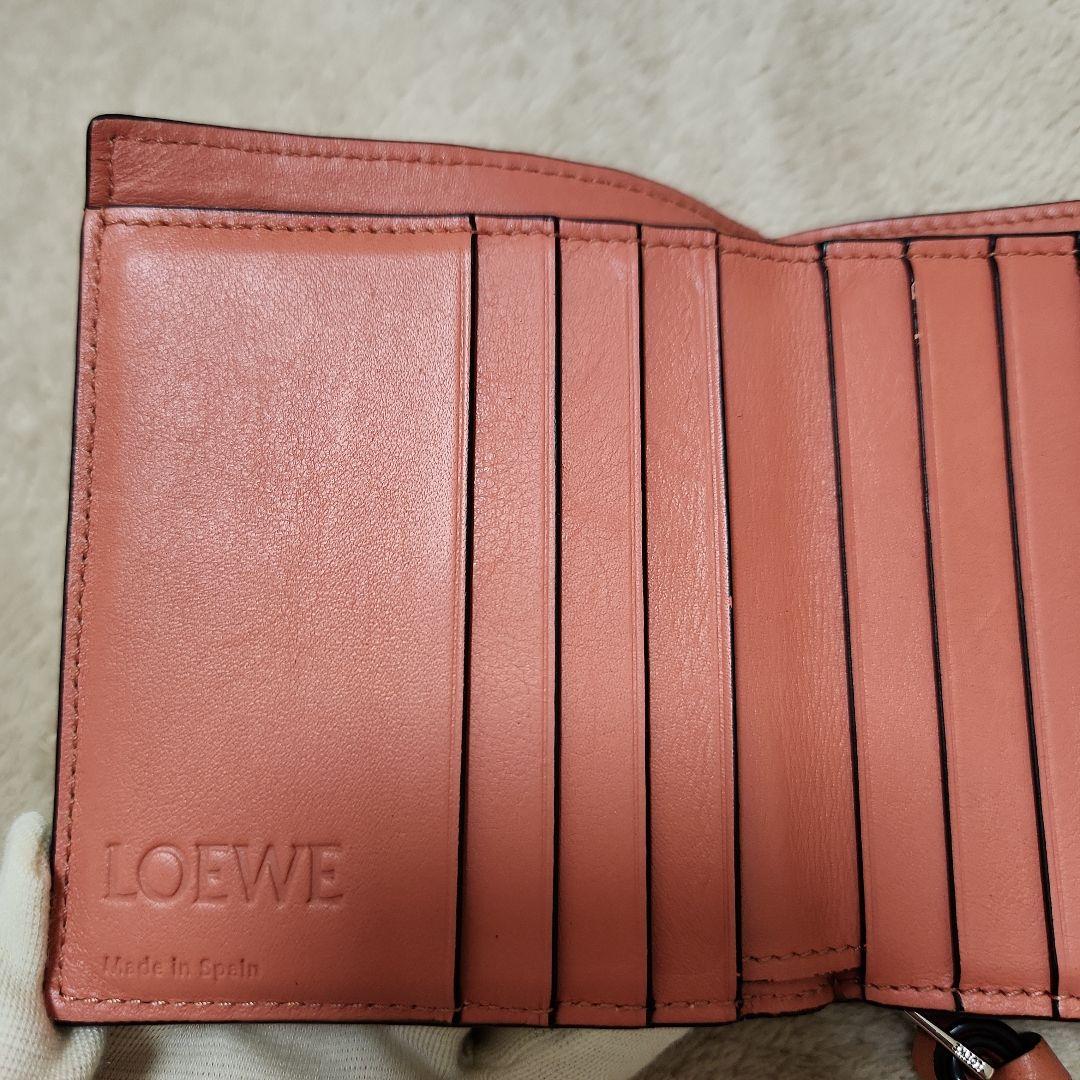 LOEWE アナグラム 二つ折り財布 ベージュ×ピンク コンパクトウォレット