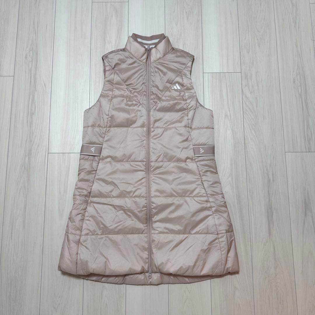 ウエスト調節可能 ワンピース 新品 秋冬 中綿 ジャケット　ベージュ サイズL