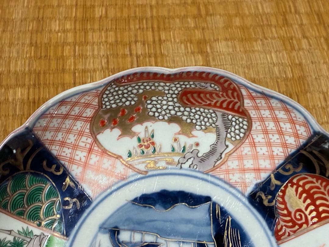 古伊万里 金彩 色絵 中皿 平皿 盛皿 三枚揃い 時代物