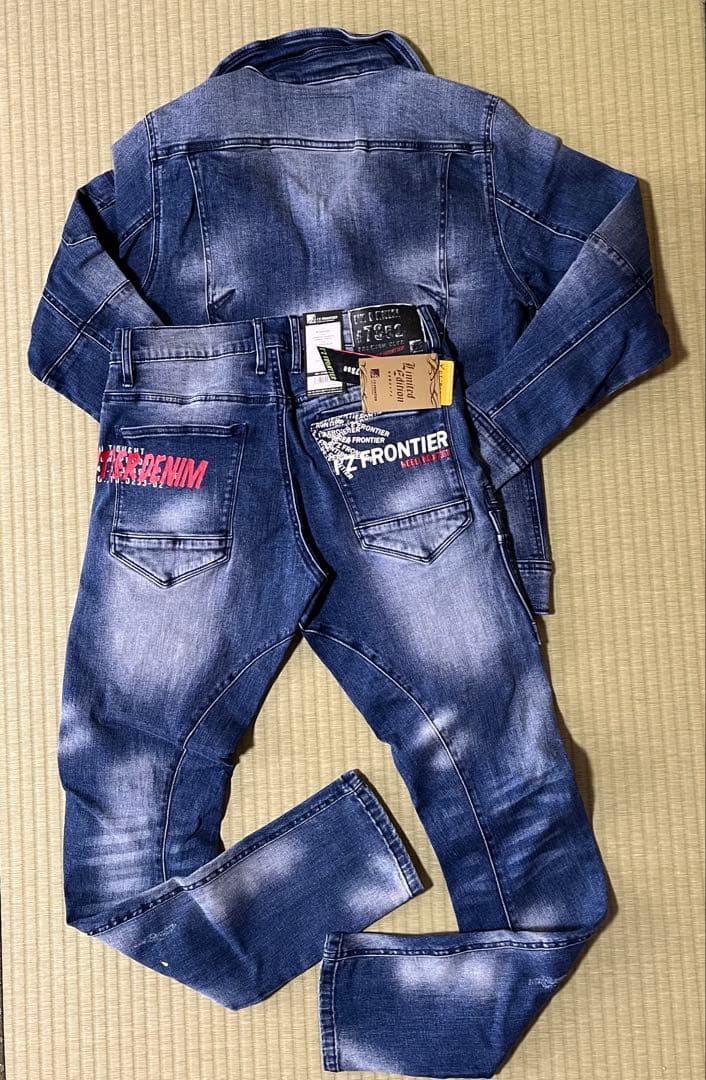 アイズフロンティア７３５０ＳデニムＧ　３Ｌ寸カーゴパンツ８5cm上下組インディゴ