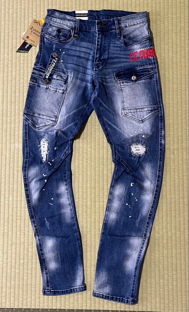 アイズフロンティア７３５０ＳデニムＧ　３Ｌ寸カーゴパンツ８5cm上下組インディゴ