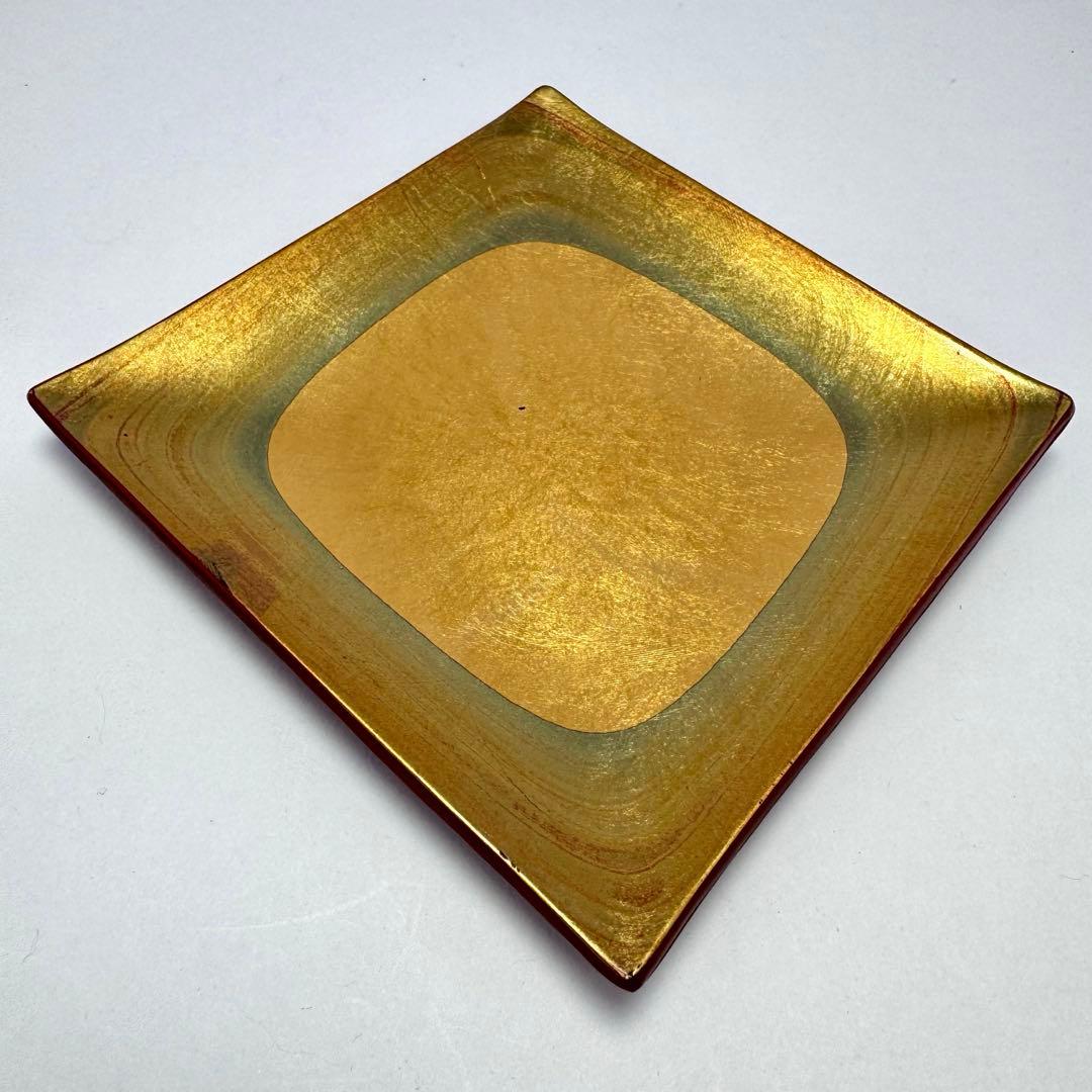新品未使用 金沢箔工芸 金沢手打箔 洋金箔 角古代銘々皿 5枚セット 共箱説明書