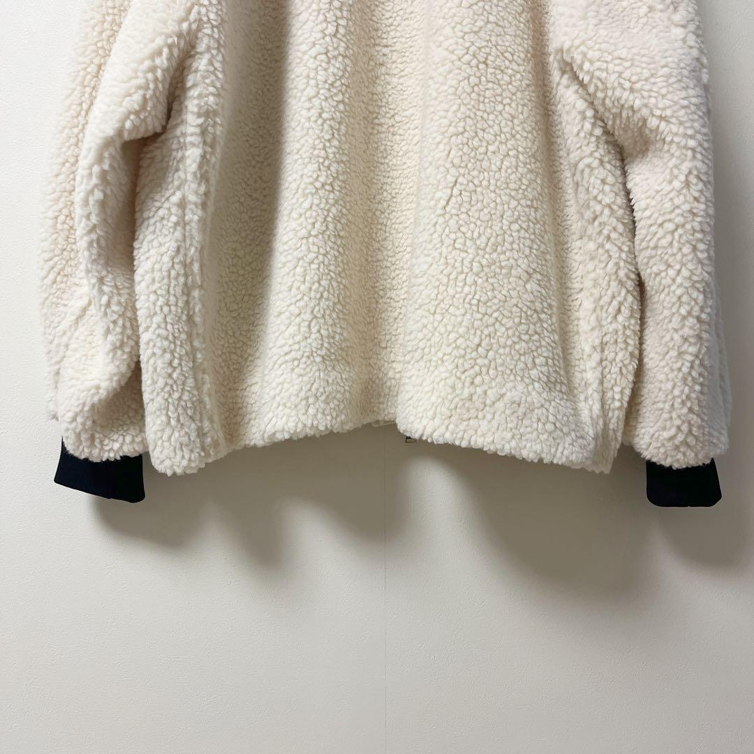 クルニ　アウター　ボアジャケット　ブルゾン　MA1　ウール　2　白系　金ジップ