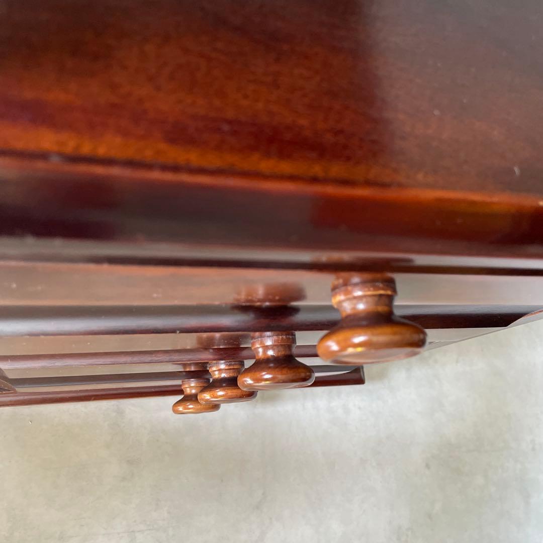 木製　桜材　ダークブラウン　電話台　民芸家具　抽斗４杯　アンティーク風　レトロ