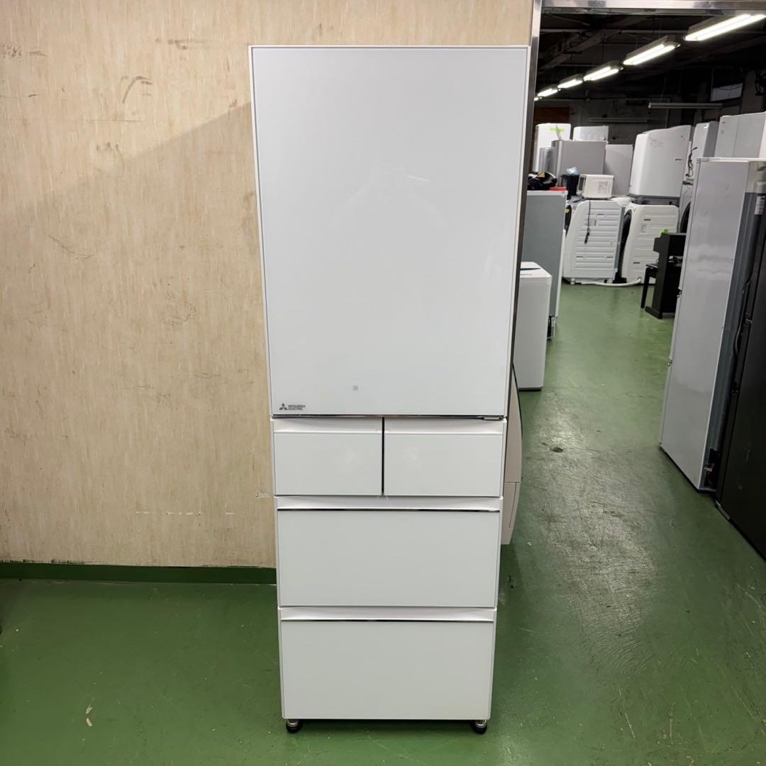 92三菱大型冷蔵庫　455L 400L強　小型　家庭用　5ドア　自動製氷　右開き