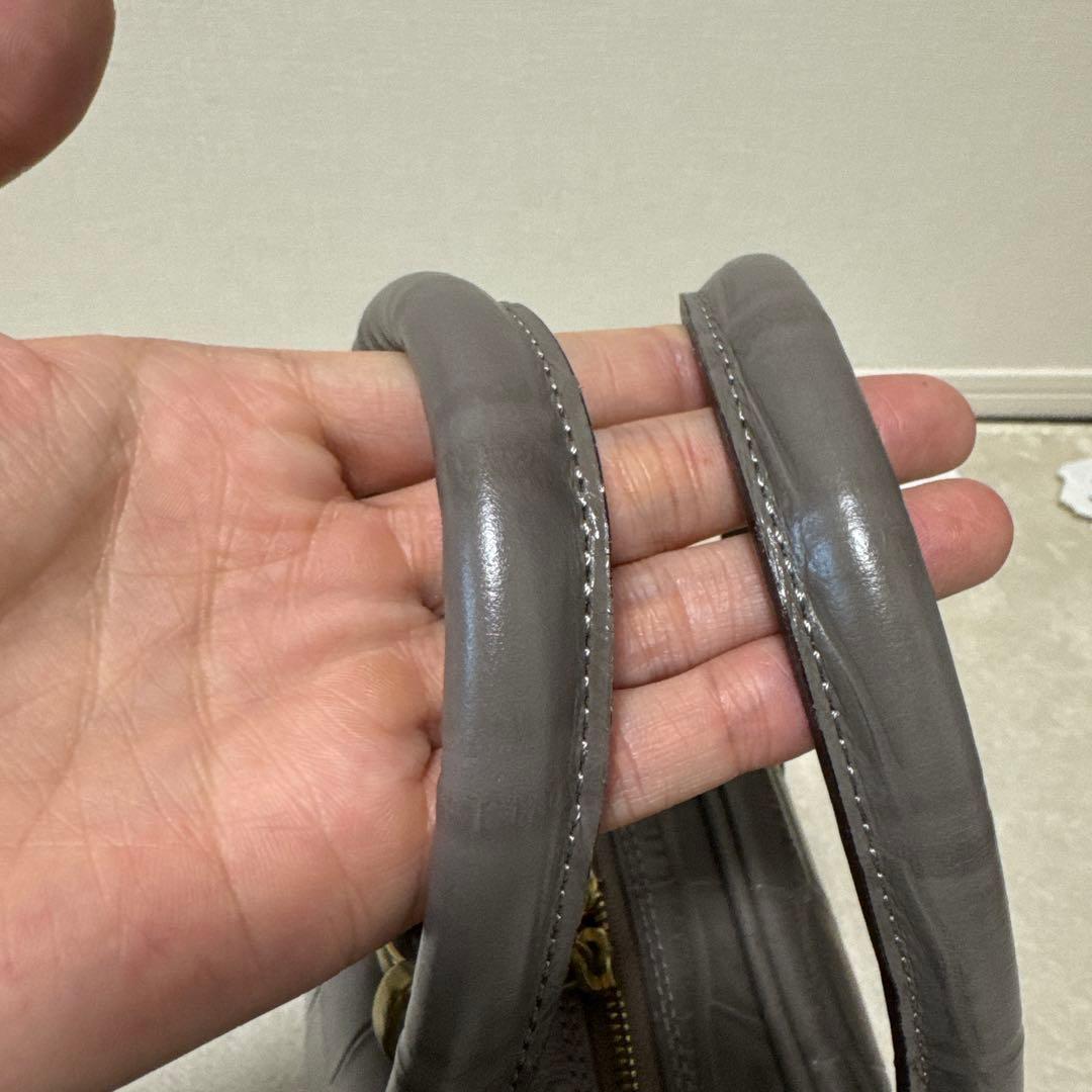 57 未使用　トフアンドロードストーン　ビジネスバッグ　レザー　型押し　グレー