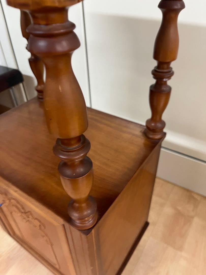 【昭和レトロ】 木製コンソールテーブル コールキャビネット 電話台 花台