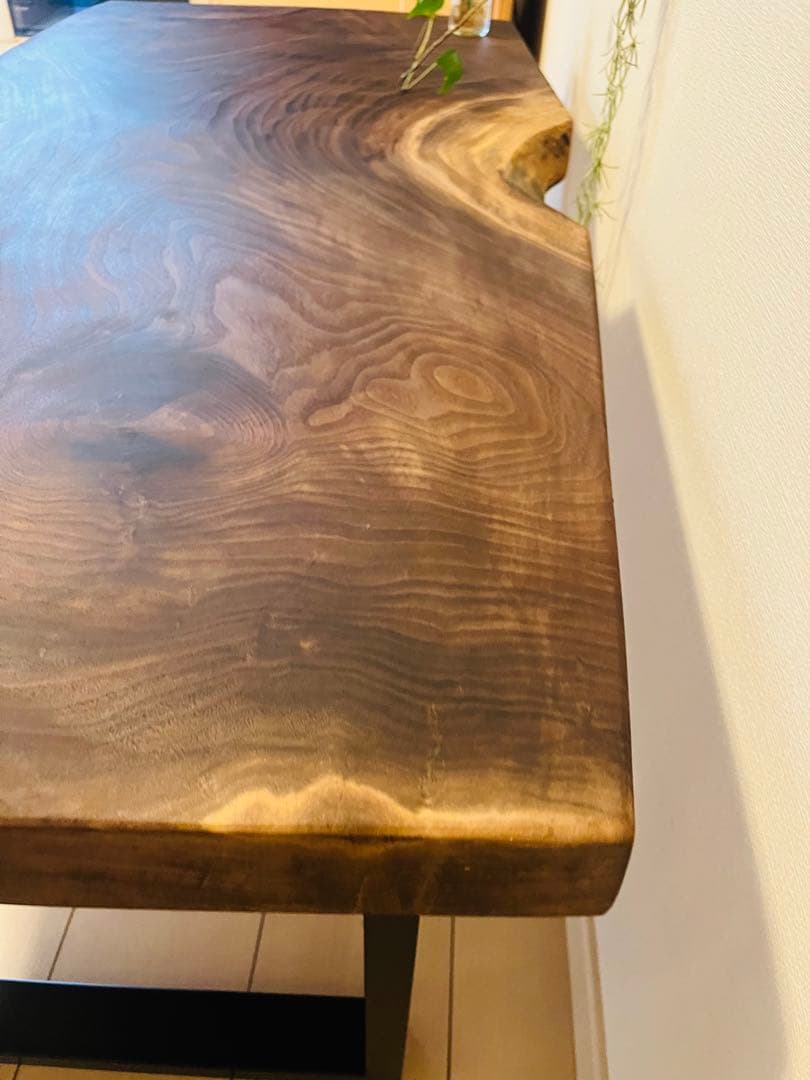 ブラックウォールナット　一枚板テーブル　ローテーブル