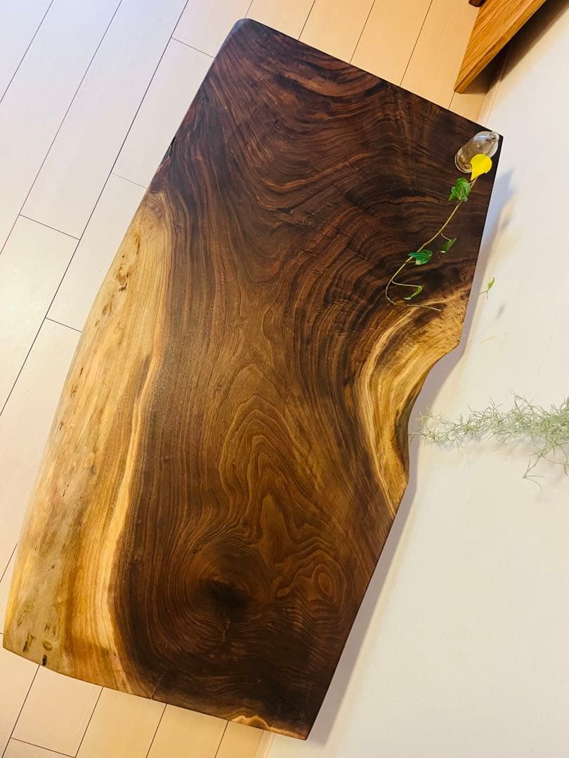 ブラックウォールナット　一枚板テーブル　ローテーブル